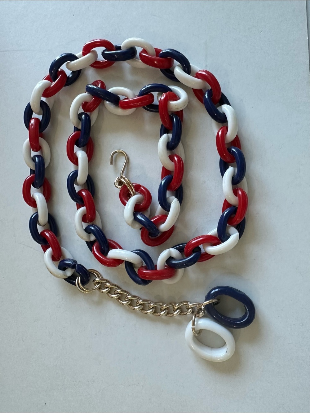 Vintage Retro Plastic Chain Belt Patriotic July 4th
